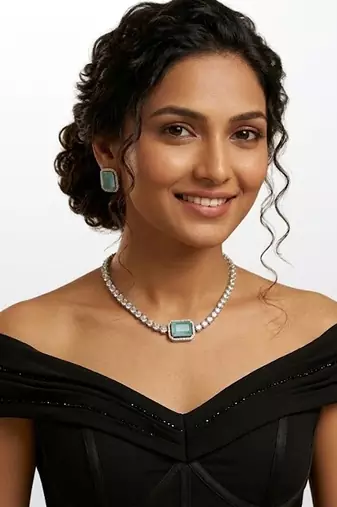 American diamond choker jewellery set - ideal for fashionable women's statement