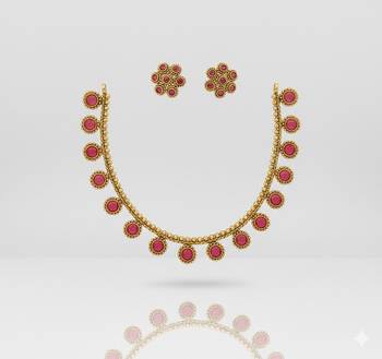 Red gold plated stainless steel jewellery set 4