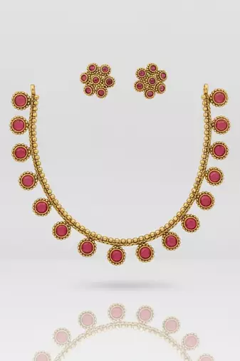 Red gold plated stainless steel jewellery set