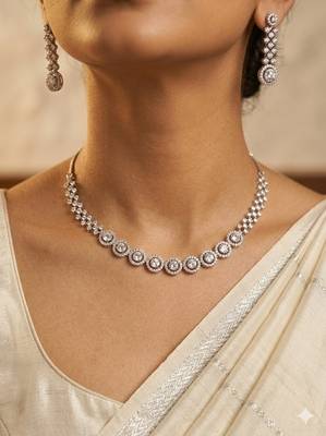 American diamond choker jewellery set - ideal for fashionable women's statement 2
