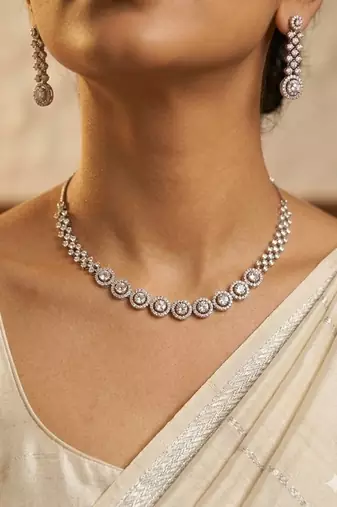 American diamond choker jewellery set - ideal for fashionable women's statement