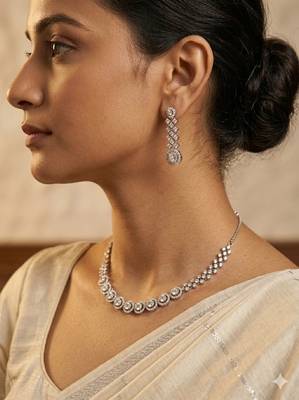 American diamond choker jewellery set - ideal for fashionable women's statement 3