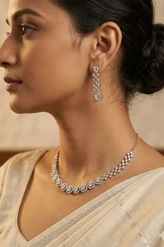 American diamond choker jewellery set - ideal for fashionable women's statement