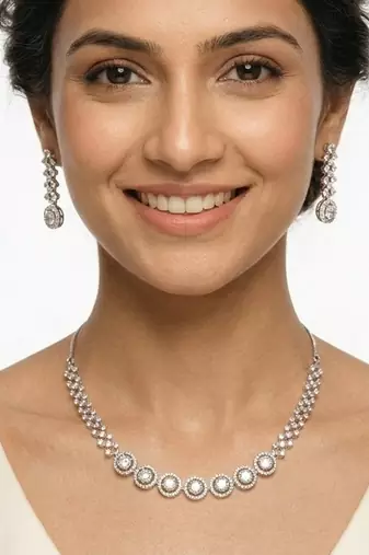 American diamond choker jewellery set - ideal for fashionable women's statement