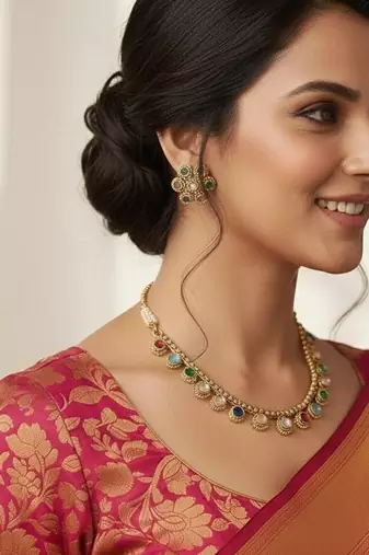 Multicolor gold plated stainless steel jewellery set