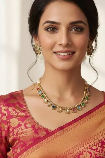 Multicolor gold plated stainless steel jewellery set