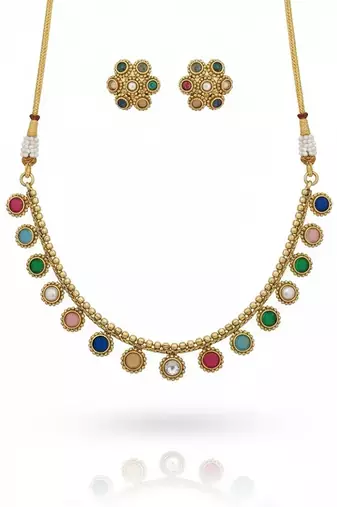Multicolor gold plated stainless steel jewellery set