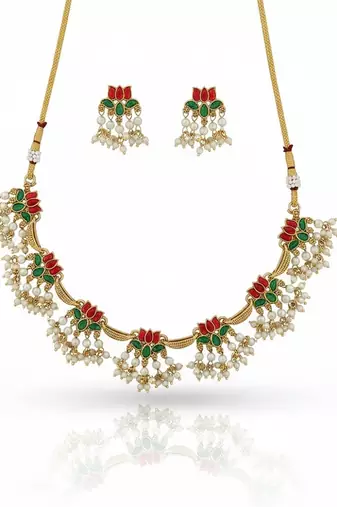 Multicolor gold plated stainless steel jewellery set