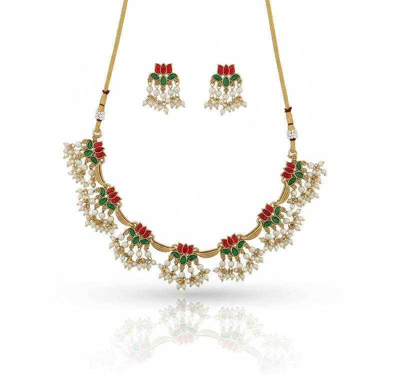 Multicolor gold plated stainless steel jewellery set