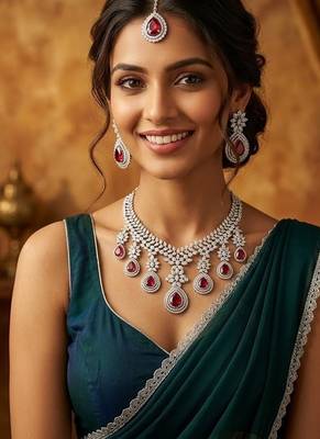 American diamond jewellery set - ideal for fashionable women's statement 1