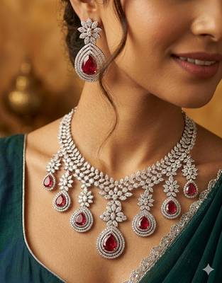 American diamond jewellery set - ideal for fashionable women's statement 2