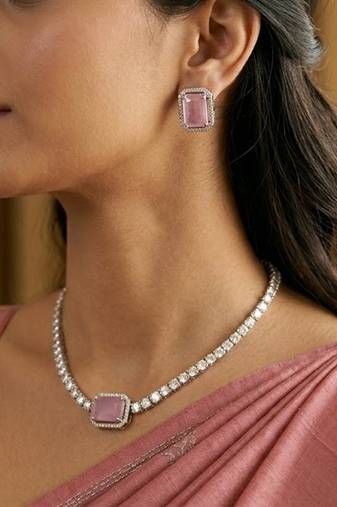 American diamond choker jewellery set - ideal for fashionable women's statement