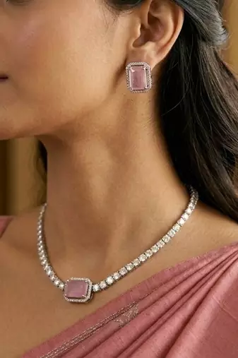 American diamond choker jewellery set - ideal for fashionable women's statement