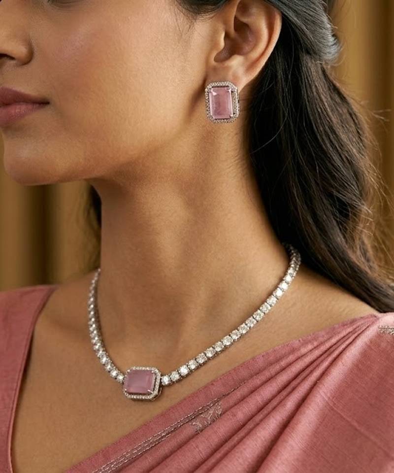 American diamond choker jewellery set - ideal for fashionable women's statement