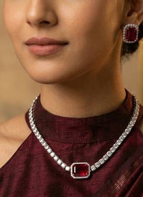 American diamond choker jewellery set - ideal for fashionable women's statement 2