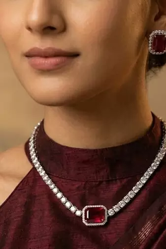 American diamond choker jewellery set - ideal for fashionable women's statement