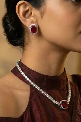 American diamond choker jewellery set - ideal for fashionable women's statement