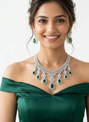 American diamond choker jewellery set - ideal for fashionable women's statement 3