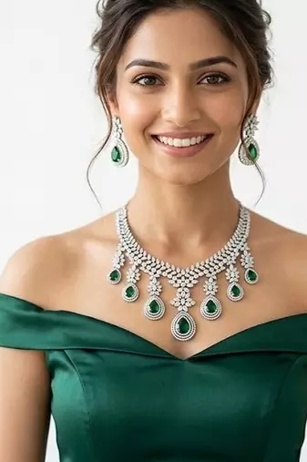 American diamond choker jewellery set - ideal for fashionable women's statement