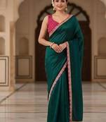 Designer Chinon Saree Decorated With Readymade Sequence Lace  And Contrast Sequence Embroidered Unstitched  Blouse Piece