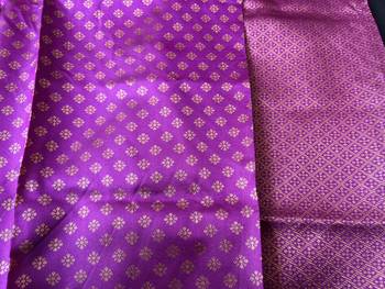 purple silk blend banarasi saree with unstitched blouse piece 6