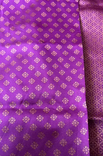 purple silk blend banarasi saree with unstitched blouse piece
