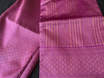purple silk blend banarasi saree with unstitched blouse piece 7
