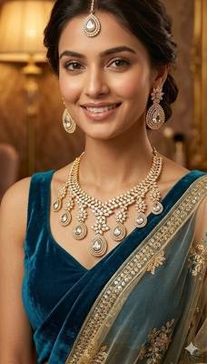 American diamond choker jewellery set - ideal for fashionable women's statement 2