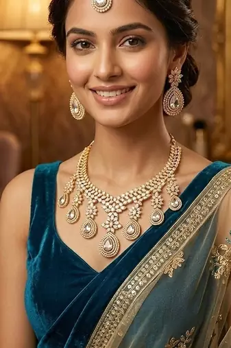 American diamond choker jewellery set - ideal for fashionable women's statement