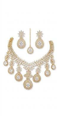 American diamond choker jewellery set - ideal for fashionable women's statement 4