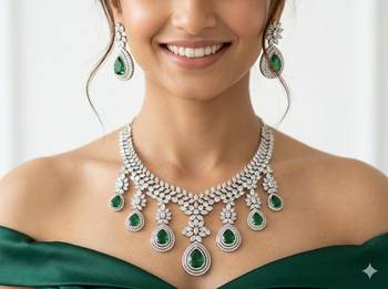American diamond choker jewellery set - ideal for fashionable women's statement 4