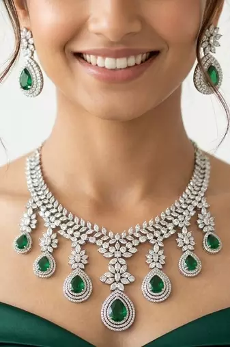 American diamond choker jewellery set - ideal for fashionable women's statement