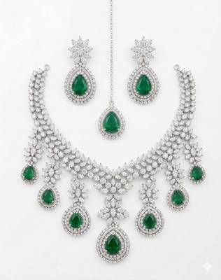 American diamond choker jewellery set - ideal for fashionable women's statement 1