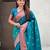 Teal soft paithani silk zari weaving saree with matching blouse piece
