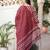 Maroon floral block print cotton straight kurta set with dupatta