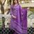 Purple floral block print cotton straight kurta set with dupatta