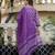 Purple floral block print cotton straight kurta set with dupatta