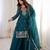 Teal green embroidered sequins thread zari work soft crunchy silk fully stitched kurta sharara set
