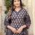 Grey floral block print cotton straight kurta set with dupatta