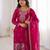 Rani pink embroidered sequins thread zari work soft crunchy silk fully stitched kurta sharara set