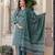 Dark green floral block print cotton straight kurta set with dupatta
