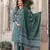Dark green floral block print cotton straight kurta set with dupatta