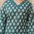 Dark green floral block print cotton straight kurta set with dupatta