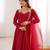 Maroon solid roman silk chanderi fully stitched flared anarkali suit set