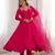 Rani pink solid roman silk chanderi fully stitched flared anarkali suit set