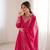 Rani pink solid roman silk chanderi fully stitched flared anarkali suit set
