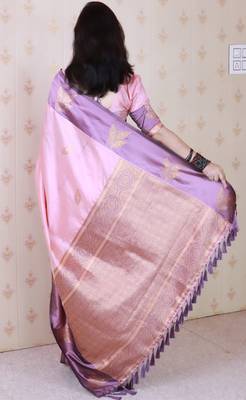 pink soft silk saree with zari woven work 2