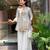 Off white women silk embroidered kurta with silk palazzo set – full inner ethnic wear