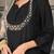Black women viscose embroidered kurta with viscose bottom and chanderi print dupatta set