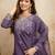 Purple women chanderi embroidered kurta with chanderi bottom and viscose organza embroidered dupatta set